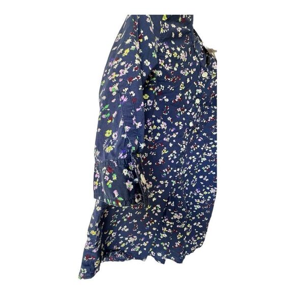 Women's VINTAGE blouse floral purple 3/4 sleeve Crewcuts J.crew U.K front button - Picture 6 of 11